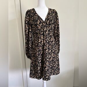 Lucy Paris Black and Tan A-Line Dress with Bishop Sleeves